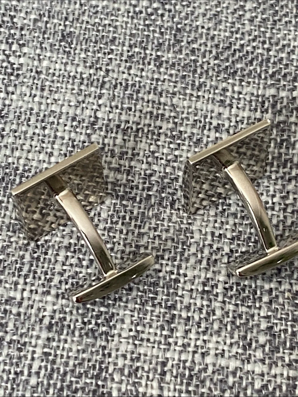 Hugo Boss Silver Textured Square Cufflinks
